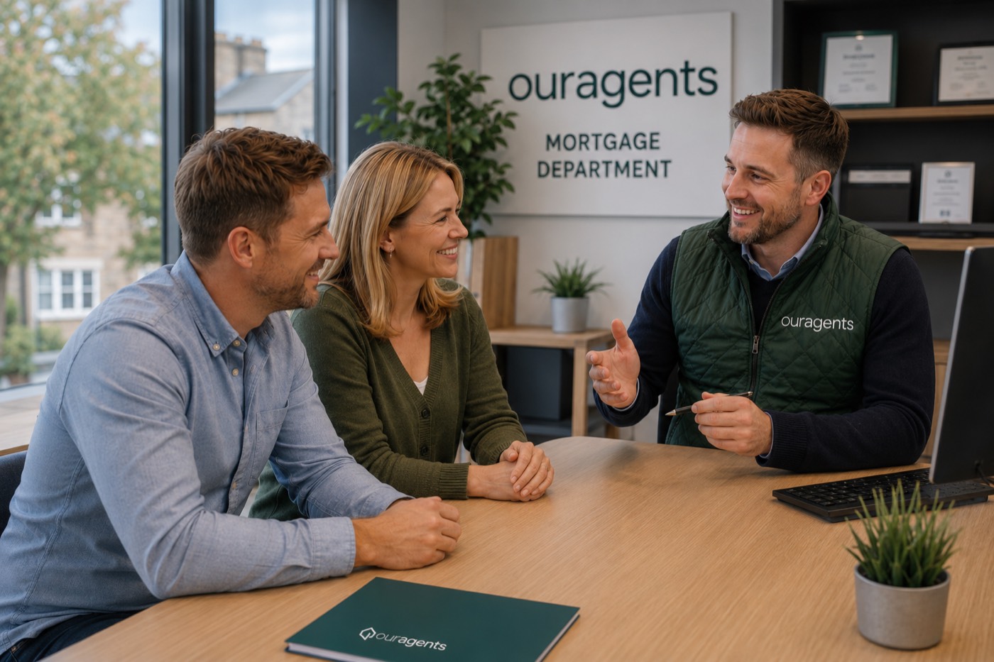 Couple receiving whole-of-market mortgage advice from an Our Agents mortgage adviser