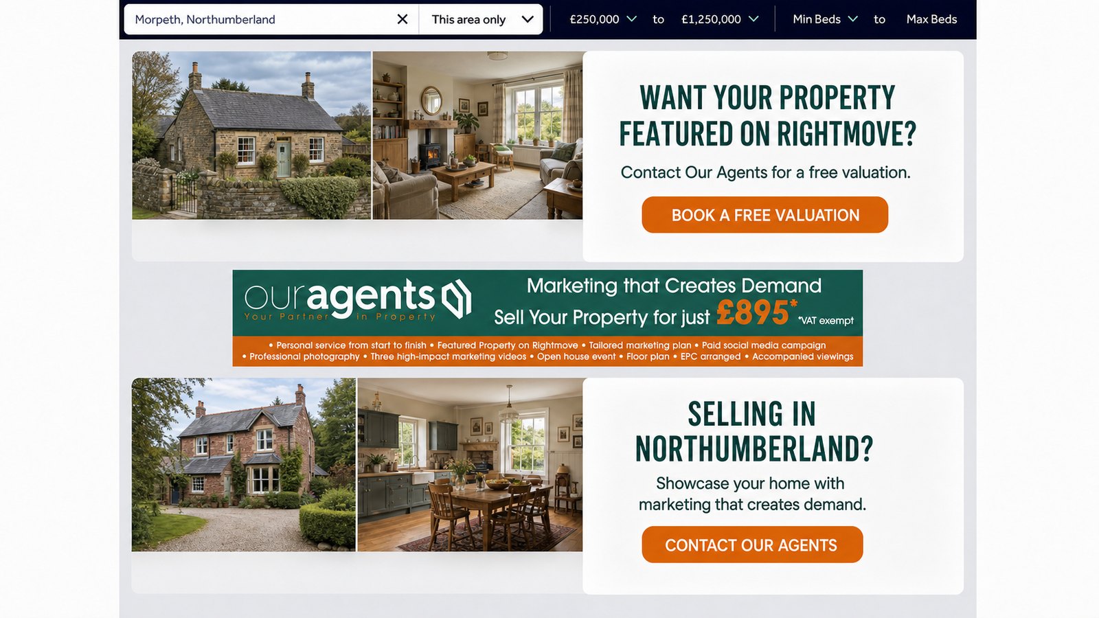 Property marketing on Rightmove and property portals by Our Agents Northumberland