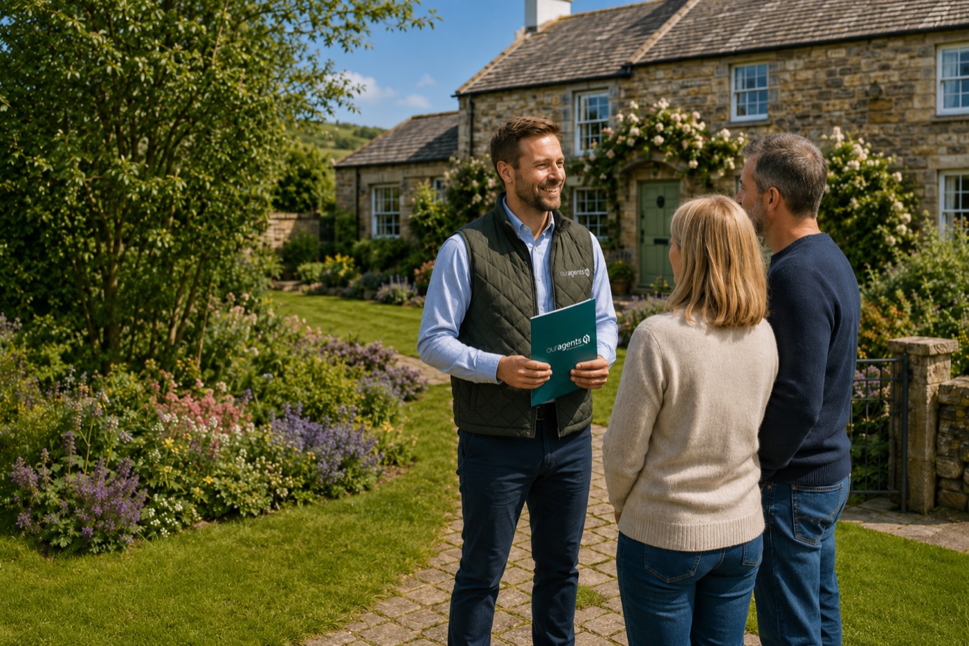 Estate agent meeting with homeowners for a property valuation in Northumberland