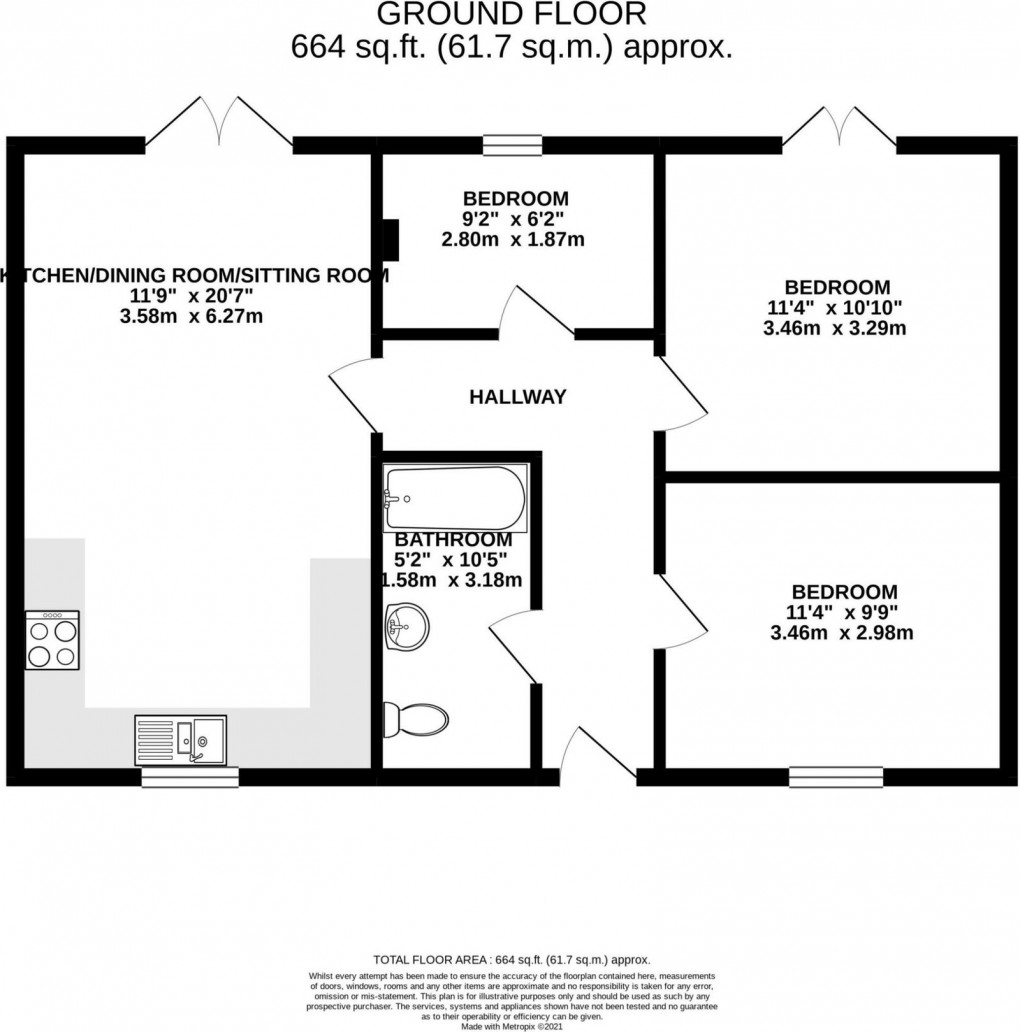 Floorplan for 1 & 2, Thrunton Vale Cottages, Thrunton, Alnwick, Northumberland