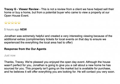  Review from a Potential Buyer at Our Open House Event